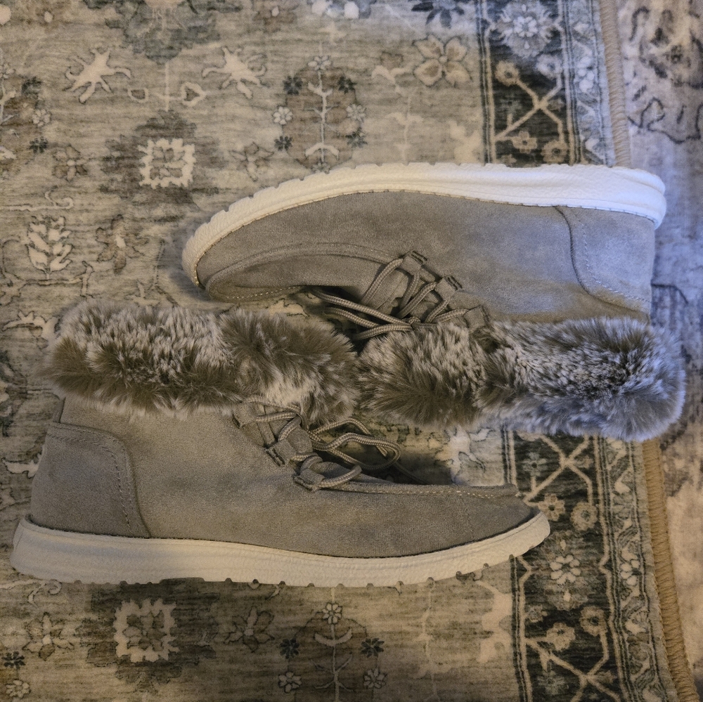Gypsy Jazz Gray Fur Booties/ Shoes